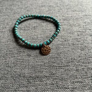 Turquoise and Bronze Beaded Bracelet